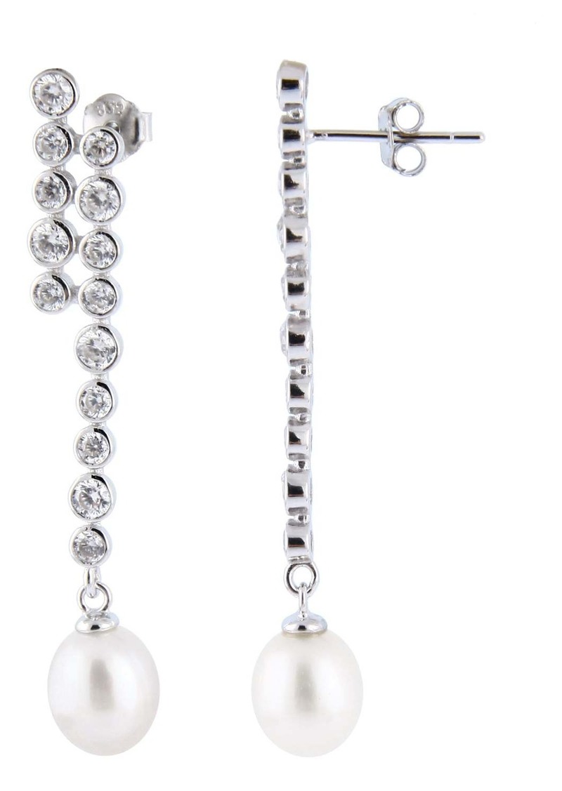 Splendid Dangling Sterling Silver 8-8.5mm Freshwater Pearl Earrings