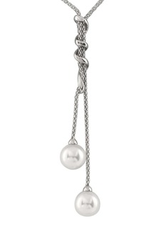 SPLENDID PEARLS Double Dangling Shell Pearl Pendant Necklace in Natural White at Nordstrom Rack