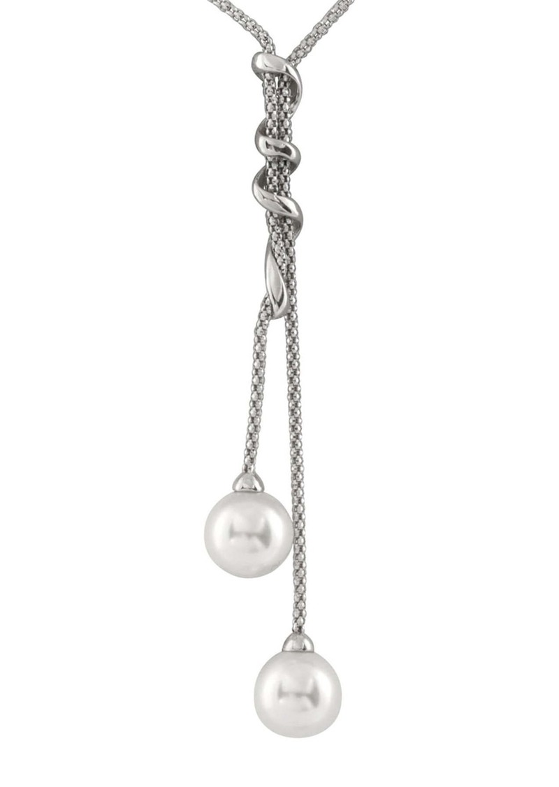 SPLENDID PEARLS Double Dangling Shell Pearl Pendant Necklace in Natural White at Nordstrom Rack