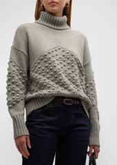 Splendid Elvira Turtleneck Drop-Shoulder Pom Sweater