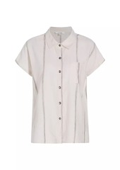 Splendid Giada Stripe Linen-Blend Button-Front Shirt