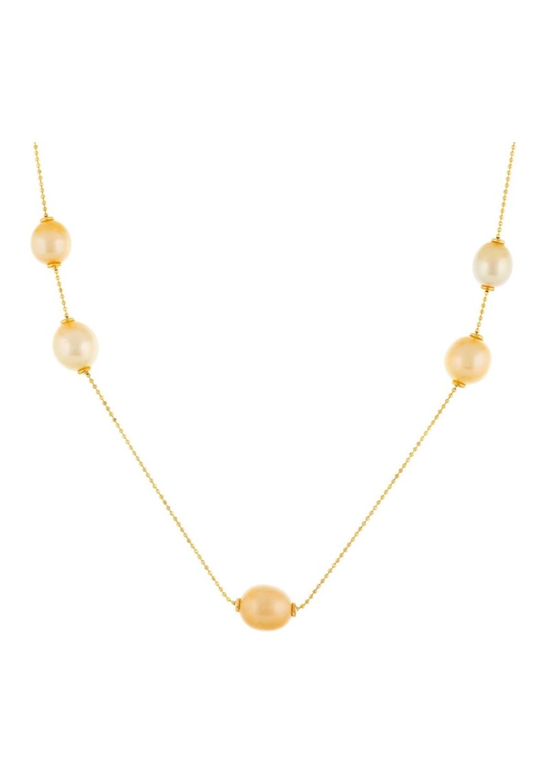 SPLENDID PEARLS Gold Plated Sterling Silver South Sea Pearl Necklace in Natural Golden at Nordstrom Rack