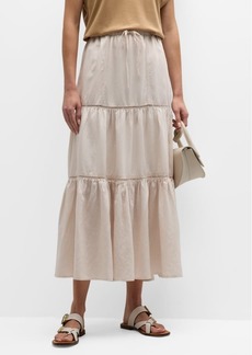 Splendid Jacqueline Tiered Linen-Blend Maxi Skirt
