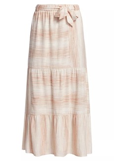Splendid Kira Linen-Blend Striped Maxi Skirt