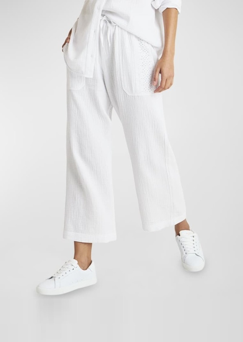 Splendid Kit Cropped Eyelet Cotton Gauze Pants