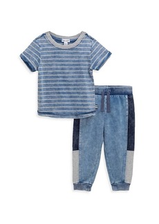 Splendid Little Boy's 2-Piece Indigo Stripe Top & Jogger Pants Set