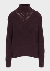 Splendid Maggie Pom-Embellished Cable-Knit Turtleneck Sweater