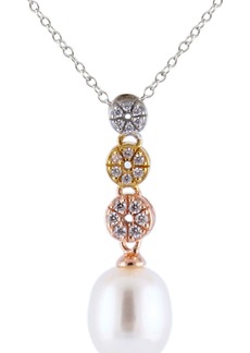 SPLENDID PEARLS Pave CZ & 8-8.5mm Cultured Freshwater Pearl Pendant Necklace in Natural White at Nordstrom Rack