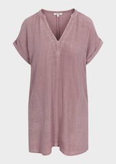 Splendid Pippa Short-Sleeve Linen-Blend Mini Dress