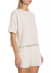 Splendid Raylee Eyelet-Embroidered Boxy Short-Sleeve Sweatshirt