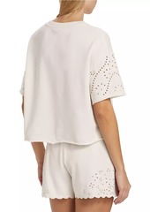 Splendid Raylee Eyelet-Embroidered Boxy Short-Sleeve Sweatshirt