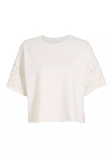 Splendid Raylee Eyelet-Embroidered Boxy Short-Sleeve Sweatshirt