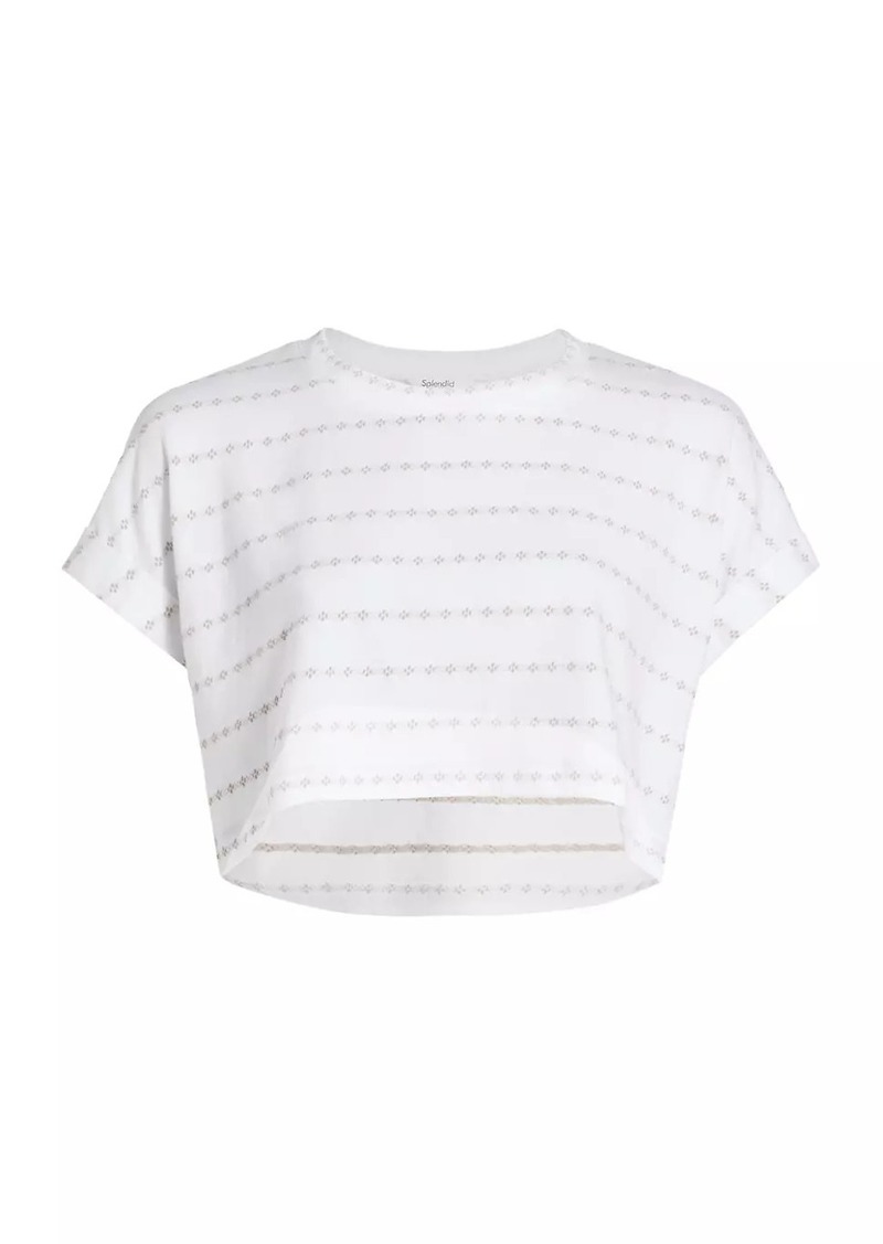 Splendid Skyler Striped Cotton-Blend Crop T-Shirt