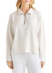 Splendid Bisous Quarter-Zip Cotton Blend Sweatshirt