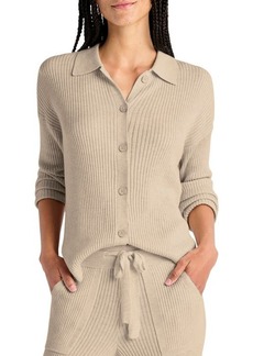 Splendid Georgie Elbow Sleeve Rib Button-Up Sweater