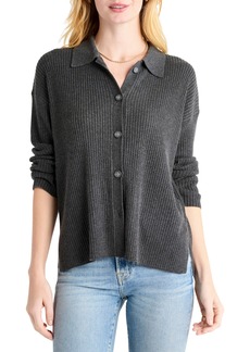 Splendid Georgie Elbow Sleeve Rib Button-Up Sweater in Heather Charcoal at Nordstrom Rack