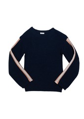 Splendid Girl's Rib Sweater with Metallic Striped Taping  Size 7-14