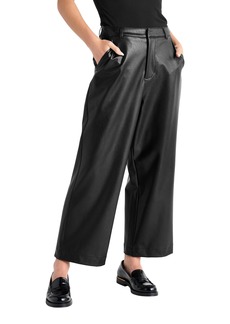 Splendid High Waist Crop Wide Leg Faux Leather Pants in Black at Nordstrom Rack