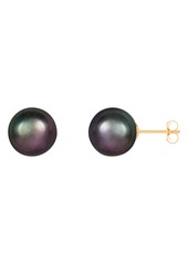 SPLENDID PEARLS 14K Gold 10-10.5mm Black Cultured Freshwater Pearl Stud Earrings at Nordstrom Rack