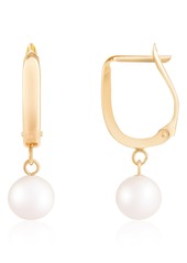 SPLENDID PEARLS 14K Gold Freshwater Pearl Hoop Earrings in White at Nordstrom Rack