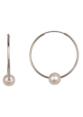 SPLENDID PEARLS 14K Gold White 6mm Freshwater Pearl Hoop Earrings in Natural White at Nordstrom Rack