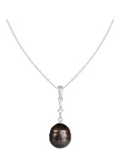 SPLENDID PEARLS 14K White Gold Diamond & Cultured Tahitian Pearl Pendant Necklace - 0.04ct. in Pearl/White Gold at Nordstrom Rack
