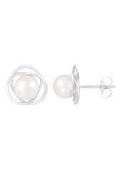 SPLENDID PEARLS 6.5-7mm Cultured Pearl Halo Stud Earrings in White at Nordstrom Rack