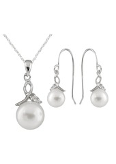 SPLENDID PEARLS 8-9mm Freshwater Pearl & CZ Earrings and Pendant Necklace Set in White at Nordstrom Rack