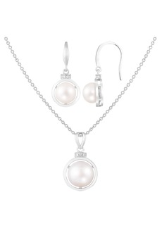 SPLENDID PEARLS Cultured Freshwater Pearl Pendant Necklace & Drop Earrings Set in White at Nordstrom Rack