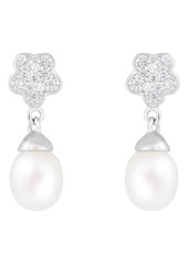 SPLENDID PEARLS Freshwater Pearl & CZ Cluster Drop Earrings in White at Nordstrom Rack