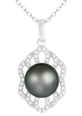 SPLENDID PEARLS Rhodium Plated Sterling Silver 8-9mm Tahitian Pearl Pendant Necklace in Natural Black at Nordstrom Rack