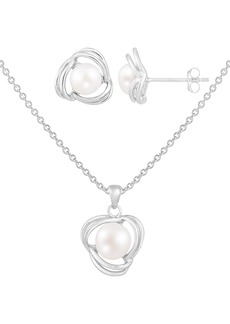 SPLENDID PEARLS Sterling Silver & 7-8mm Cultured Freshwater Pearl Earrings & Necklace Set in White at Nordstrom Rack