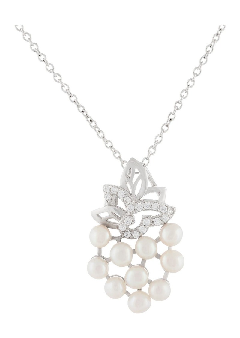 SPLENDID PEARLS Sterling Silver 3-4mm Freshwater Micropearl & CZ Cluster Pendant Necklace in Natural White at Nordstrom Rack