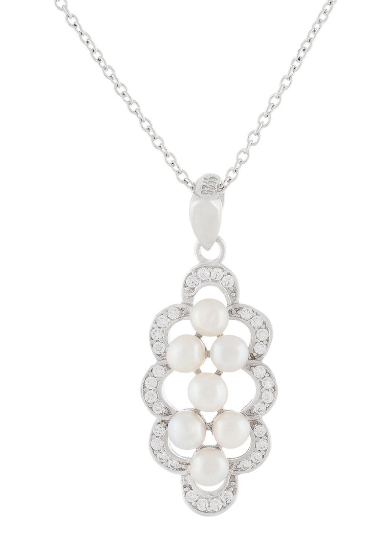 SPLENDID PEARLS Freshwater Pearl & Cubic Zirconia Pendant Necklace in Natural White at Nordstrom Rack
