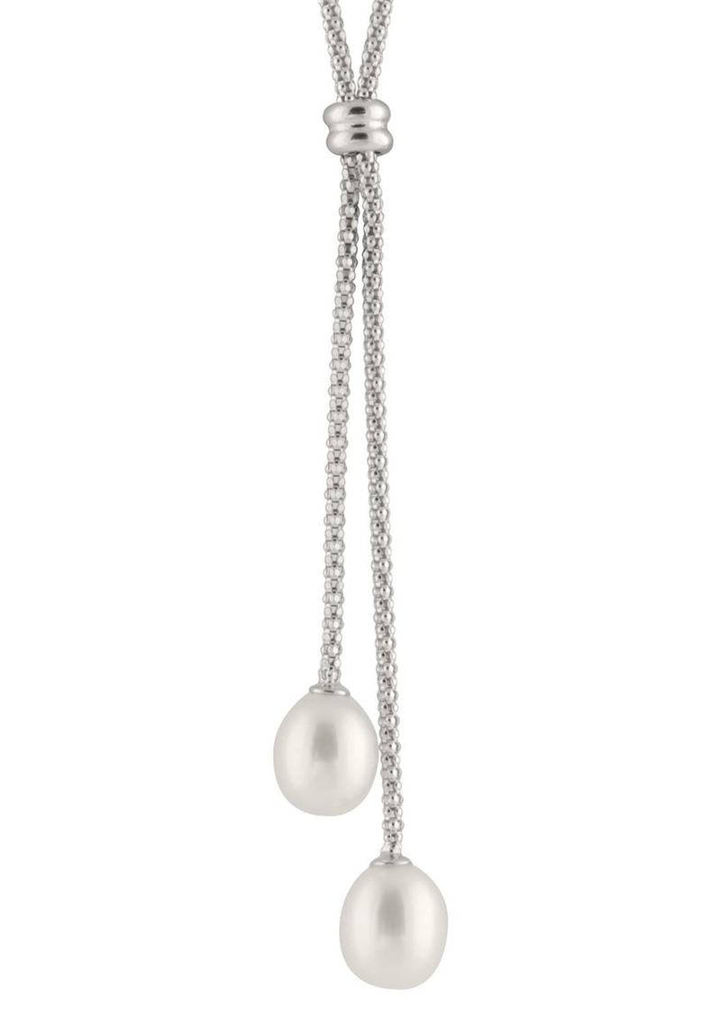 SPLENDID PEARLS White 7.5-8mm Cultured Freshwater Double Pearl Dangle Necklace in Natural White at Nordstrom Rack