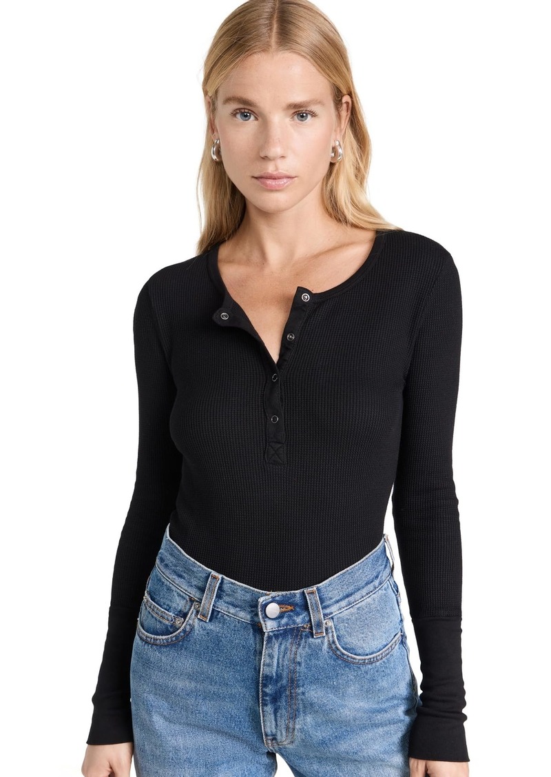 Splendid Women's Long Sleeve Thermal Henley Shirt | Cozy Pima Cotton Blend |  |
