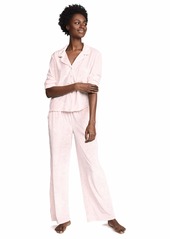 Splendid Women's Button Up Long Sleeve Top and Bottom Velvet Pajama Set Pj  S