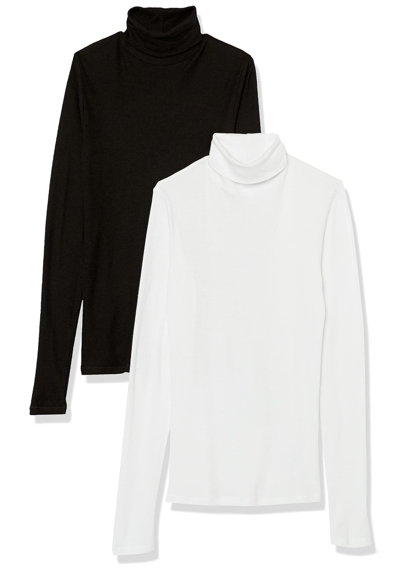 Splendid Women's Classic Long Sleeve Foldover Turtleneck Shirt 2-Pack