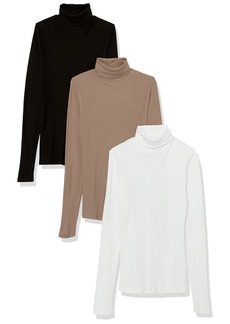 Splendid Women's Classic Long Sleeve Foldover Turtleneck Shirt 3-Pack