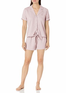 Splendid Women's Notch Collar Short Sleeve Pajama Set  M