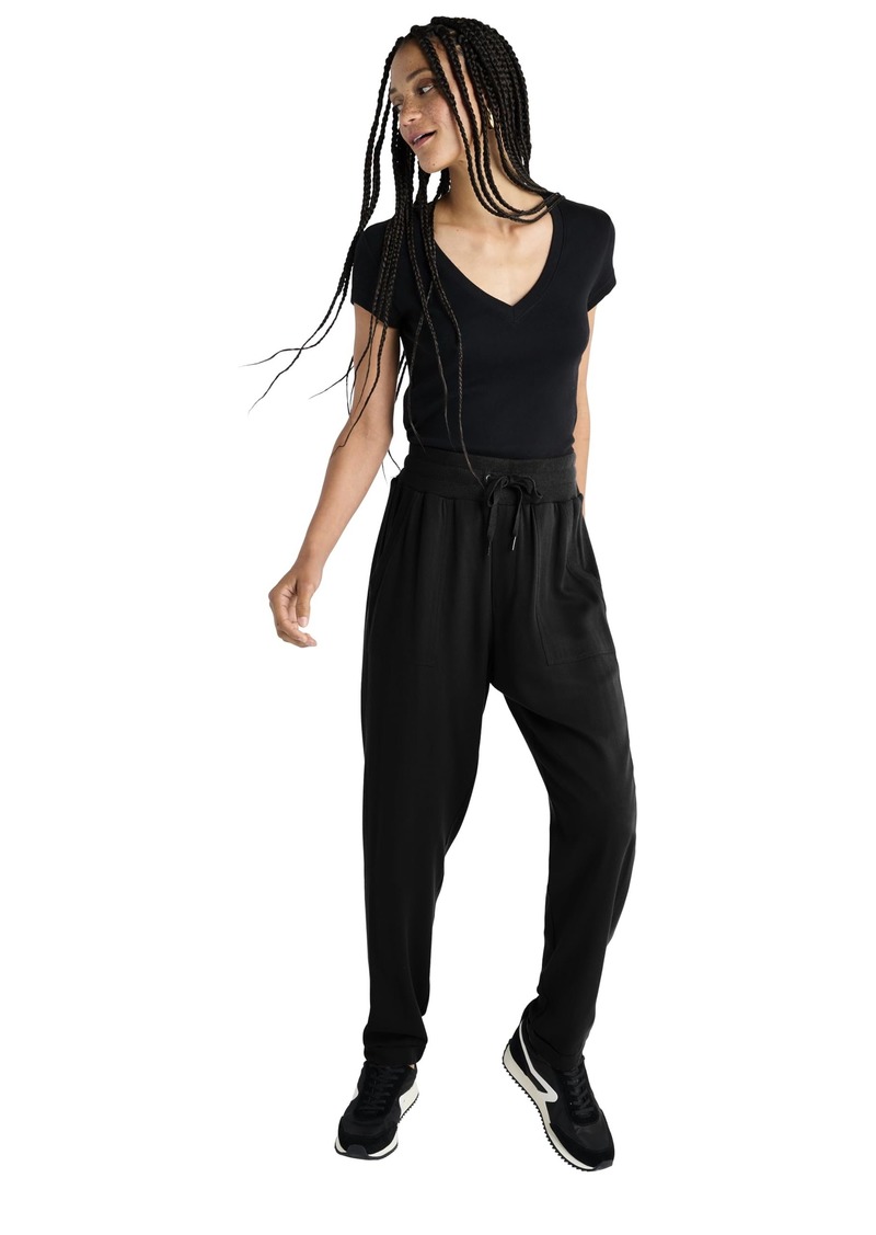 Splendid Women's Rafe Straight Leg Pant | Comfy Drawstring Waist and Chic Ribbed Details