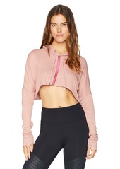 Splendid Women's Studio Activewear Sports Workout Crop Hoodie Sweater Pink tan S