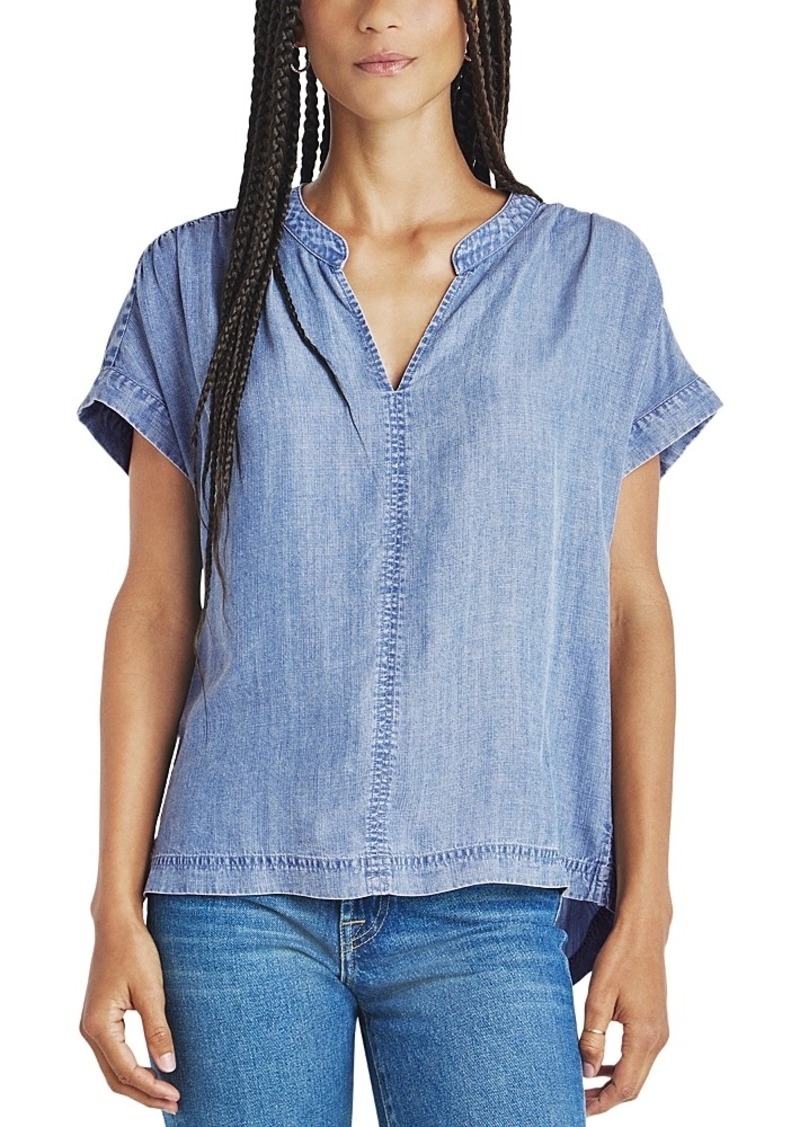 Splendid Wynne Indigo Split Neck Blouse