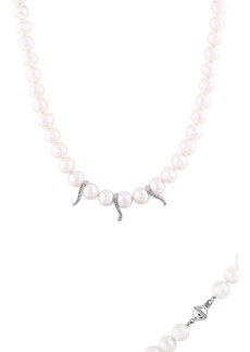 SPLENDID PEARLS Pavé Cubic Zirconia Freshwater Pearl Triple Divider Necklace in Natural White at Nordstrom Rack