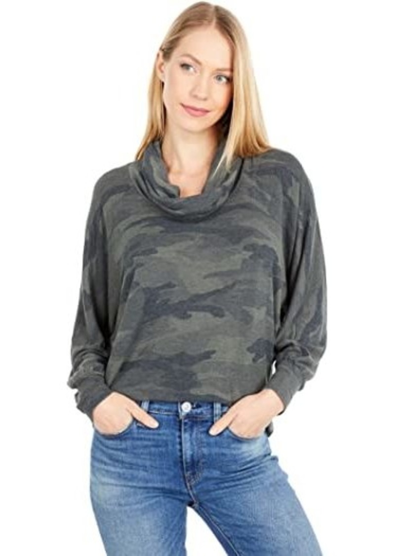 Splendid Supersoft Camo Cowl Neck Pullover