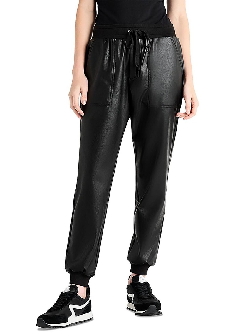 Splendid Womens Faux Leather Pull On Jogger Pants