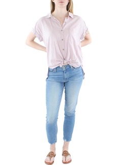 Splendid Womens High Low Collared Button-Down Top