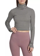 Splits59 Jackson Rib-Knit Crop Turtleneck Top