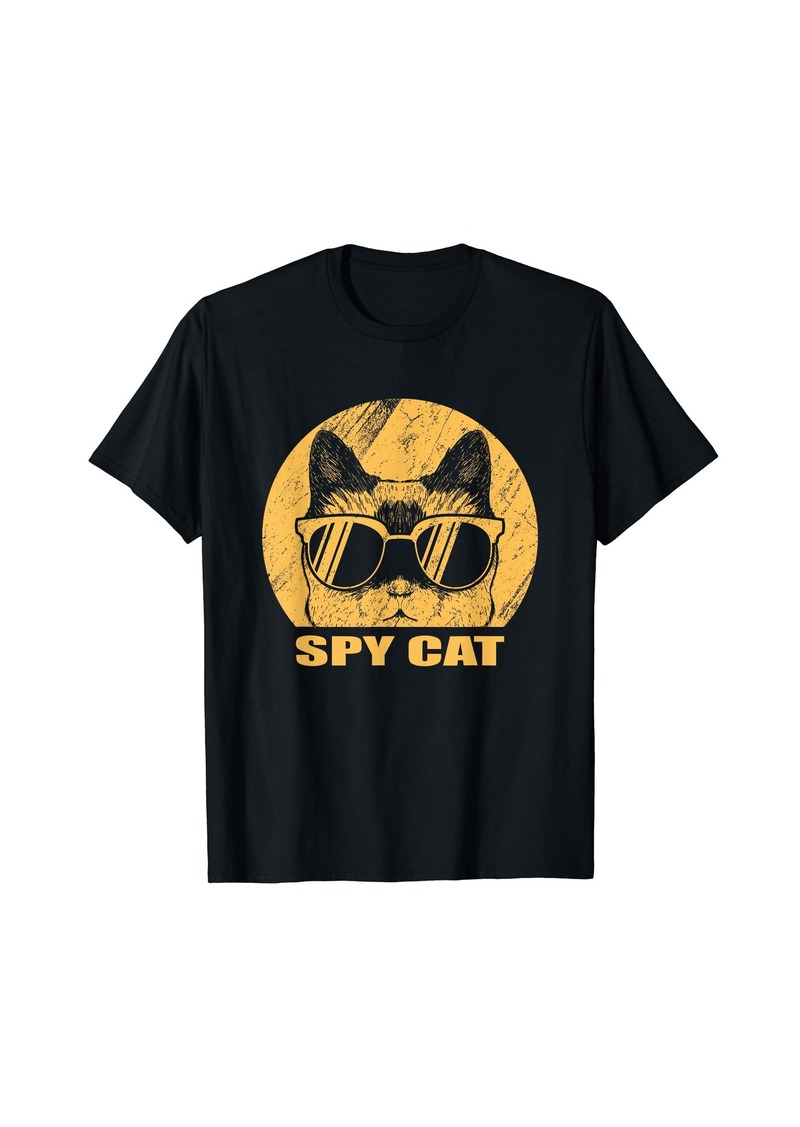 Spy Cat Funny Distressed Undercover Kitten Cat Mom Cat Dad T-Shirt