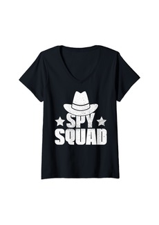 Womens Funny Spy Squad Spy Birthday Party Spy In Disguise V-Neck T-Shirt